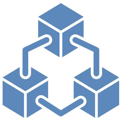 Icon depicting of three connected boxes 